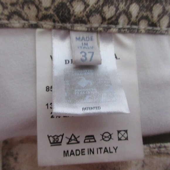 Dismero Italy Jeans Sz 37 Waist Snakeskin Taupe/Tan/Metallic Cotton Stretch NWT - Picture 4 of 9